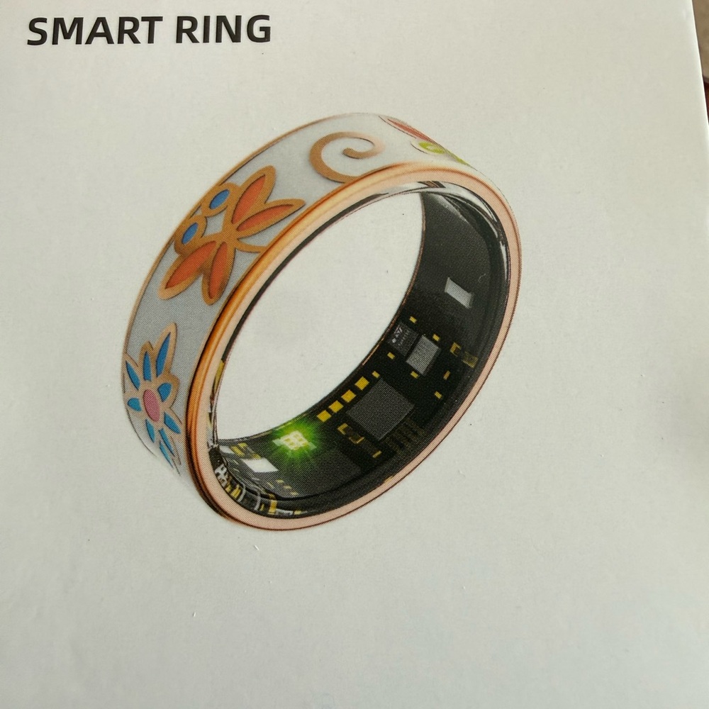 Smart Ring with Floral Design - White and Orange